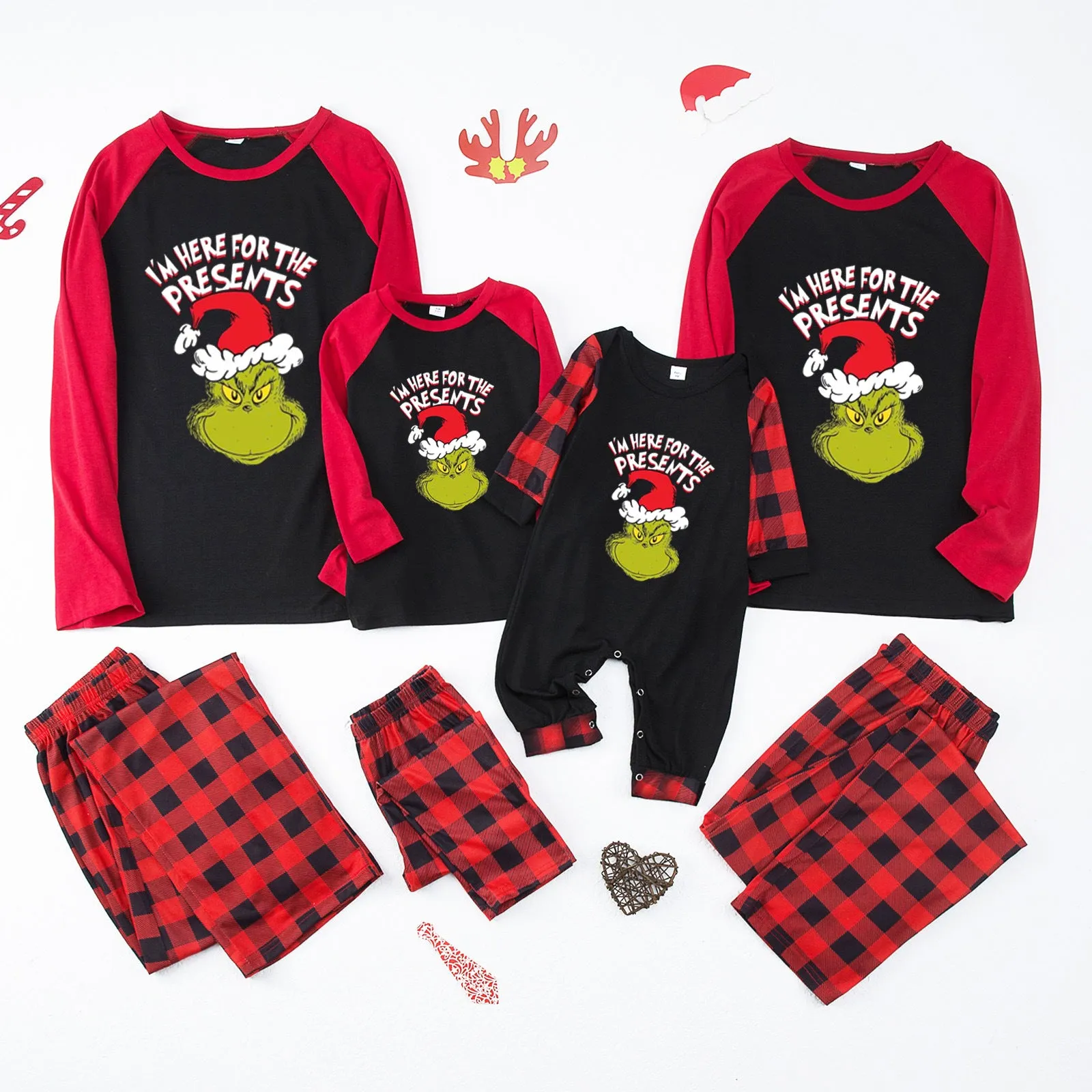 “I'm Here For The Presents” Christmas Grinch Pajama Set
