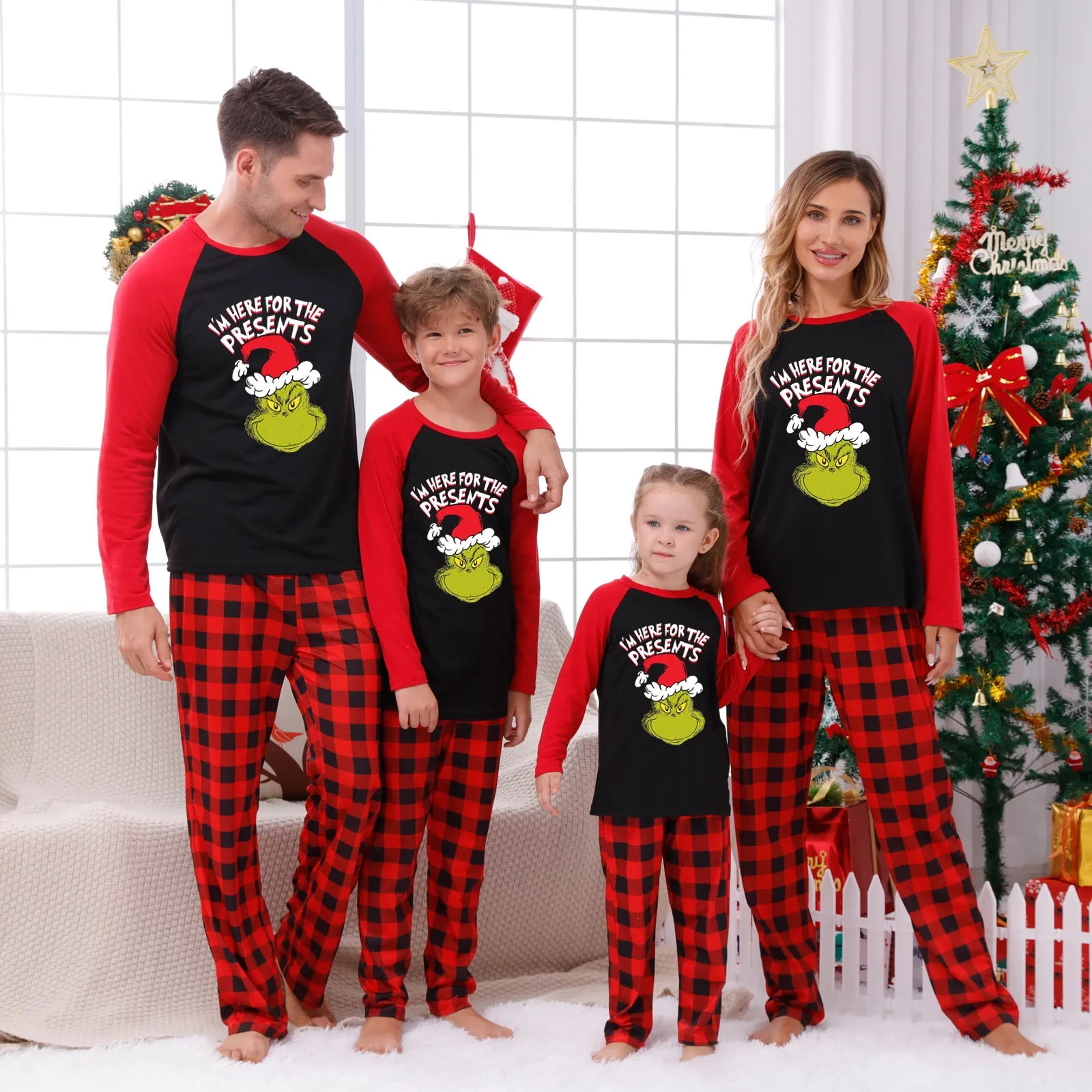 “I'm Here For The Presents” Christmas Grinch Pajama Set