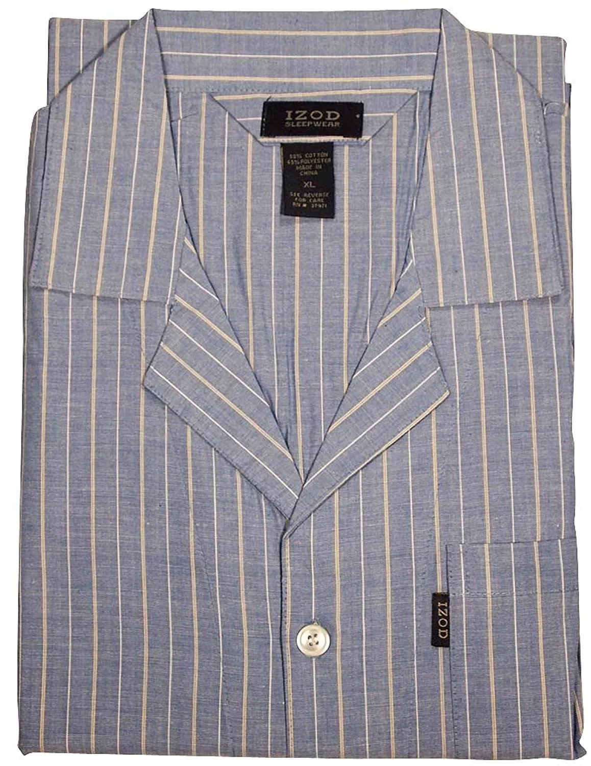Izod - Mens Long Sleeve Striped Woven Pajamas