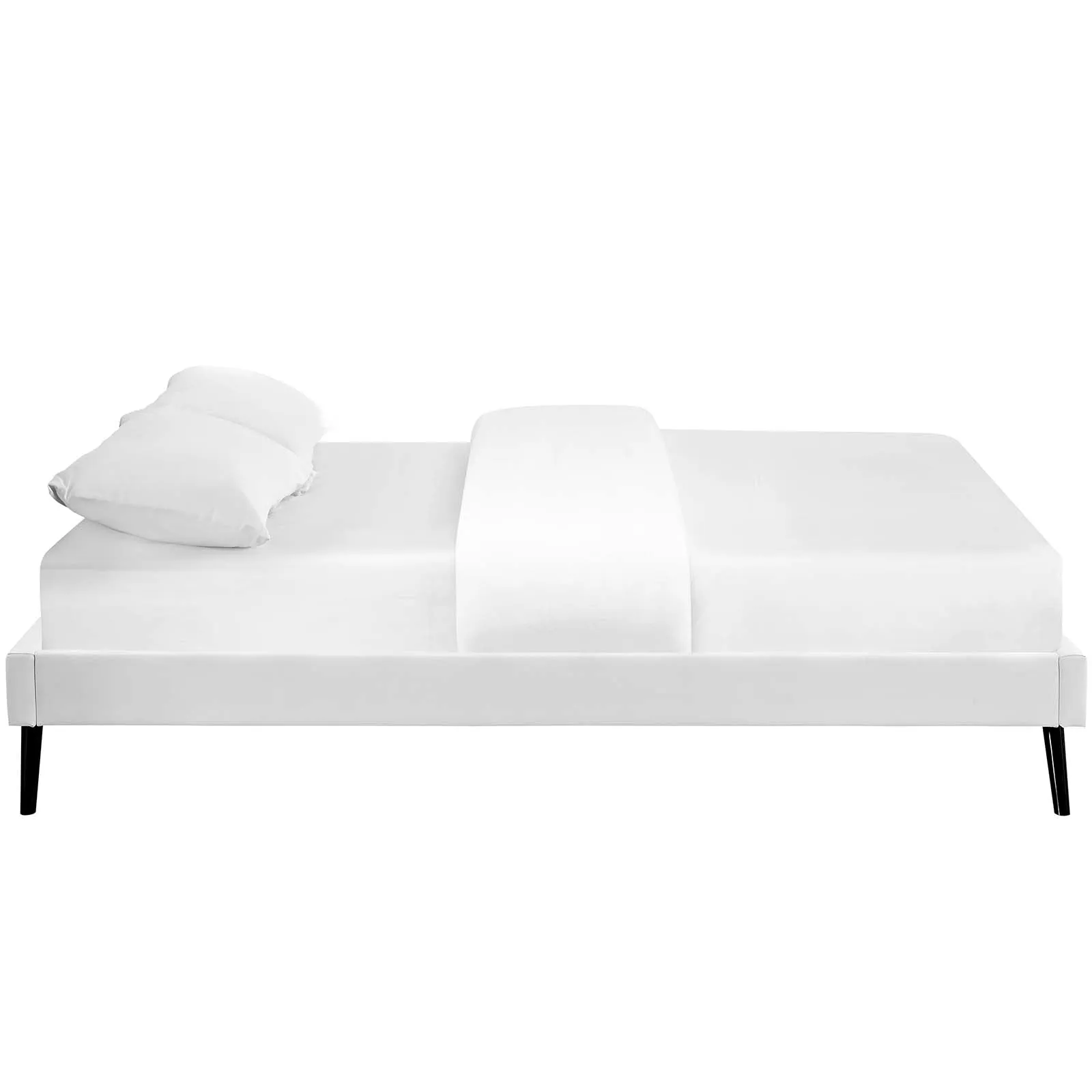 Loryn Full Vinyl Bed Frame with Round Splayed Legs White MOD-5888-WHI