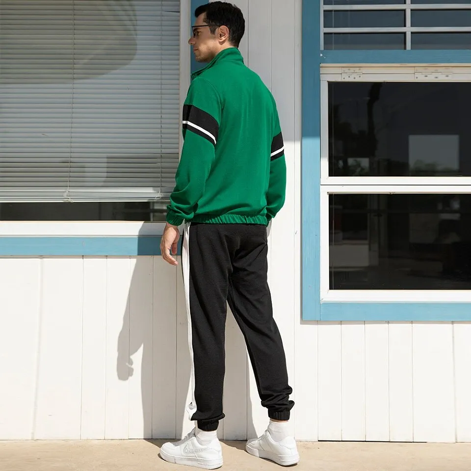 Men Sets Spring Autumn Casual Man Long Sleeve Jacket   Pants Suit