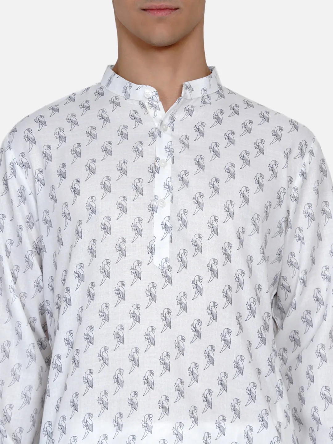 Men White Ethnic Motifs Printed Regular Kurta with Pyjamas