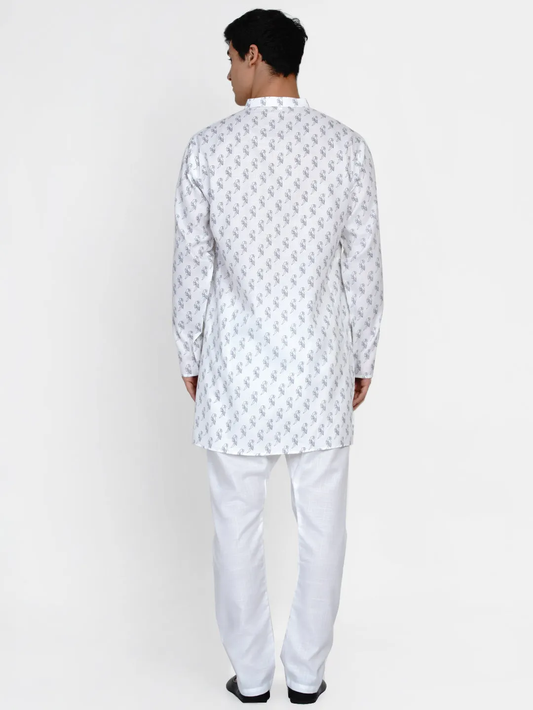 Men White Ethnic Motifs Printed Regular Kurta with Pyjamas