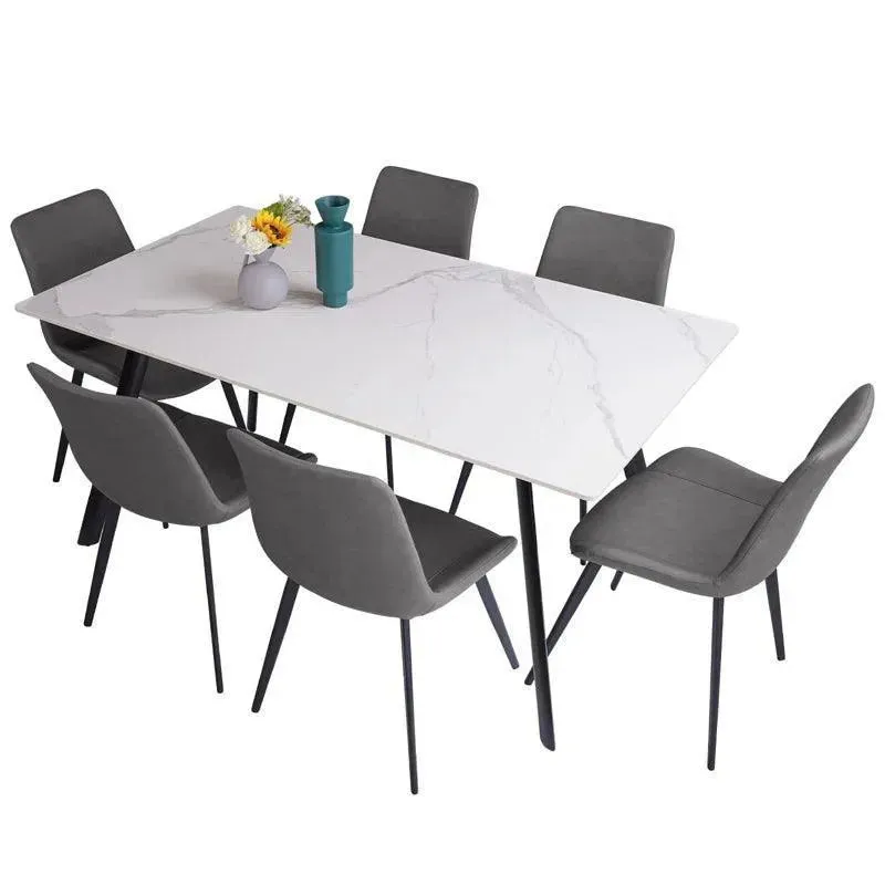 Modern Rectangular Kitchen Dining Table Set With 6 Chairs