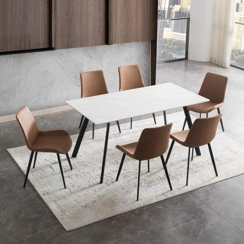 Modern Rectangular Kitchen Dining Table Set With 6 Chairs