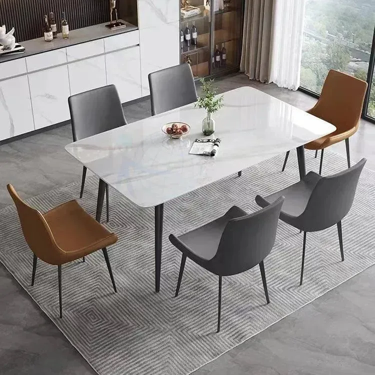 Modern Rectangular Kitchen Dining Table Set With 6 Chairs