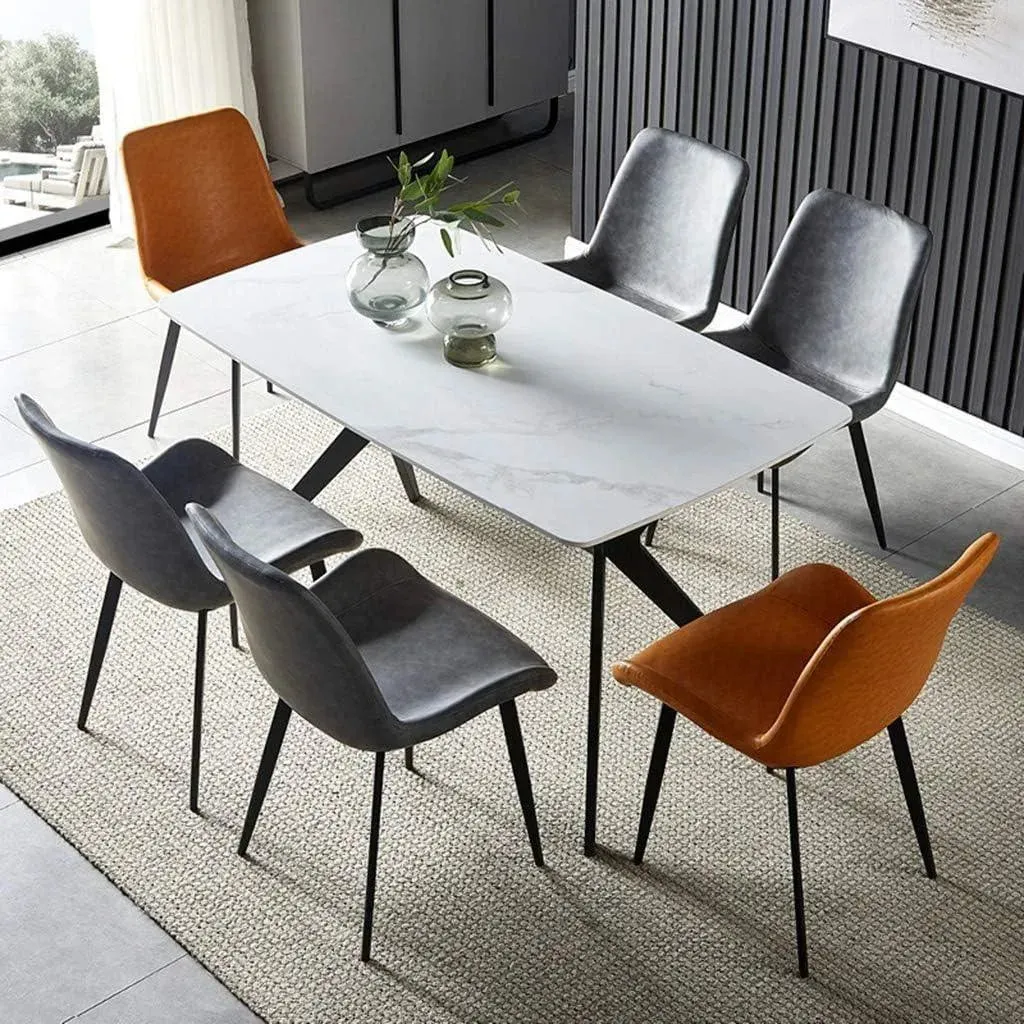 Modern Rectangular Kitchen Dining Table Set With 6 Chairs