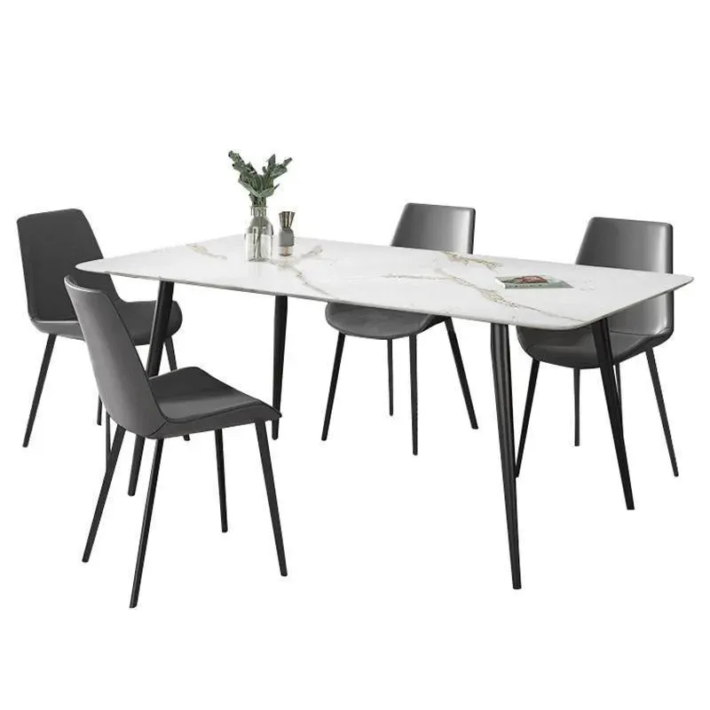 Modern Rectangular Kitchen Dining Table Set With 6 Chairs