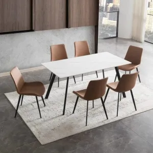 Modern Rectangular Kitchen Dining Table Set With 6 Chairs