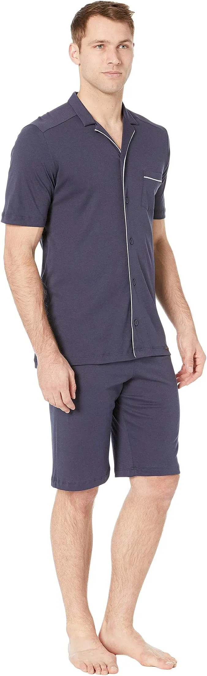 Night & Day Hanro Short Sleeve Pajamas, Black Iris