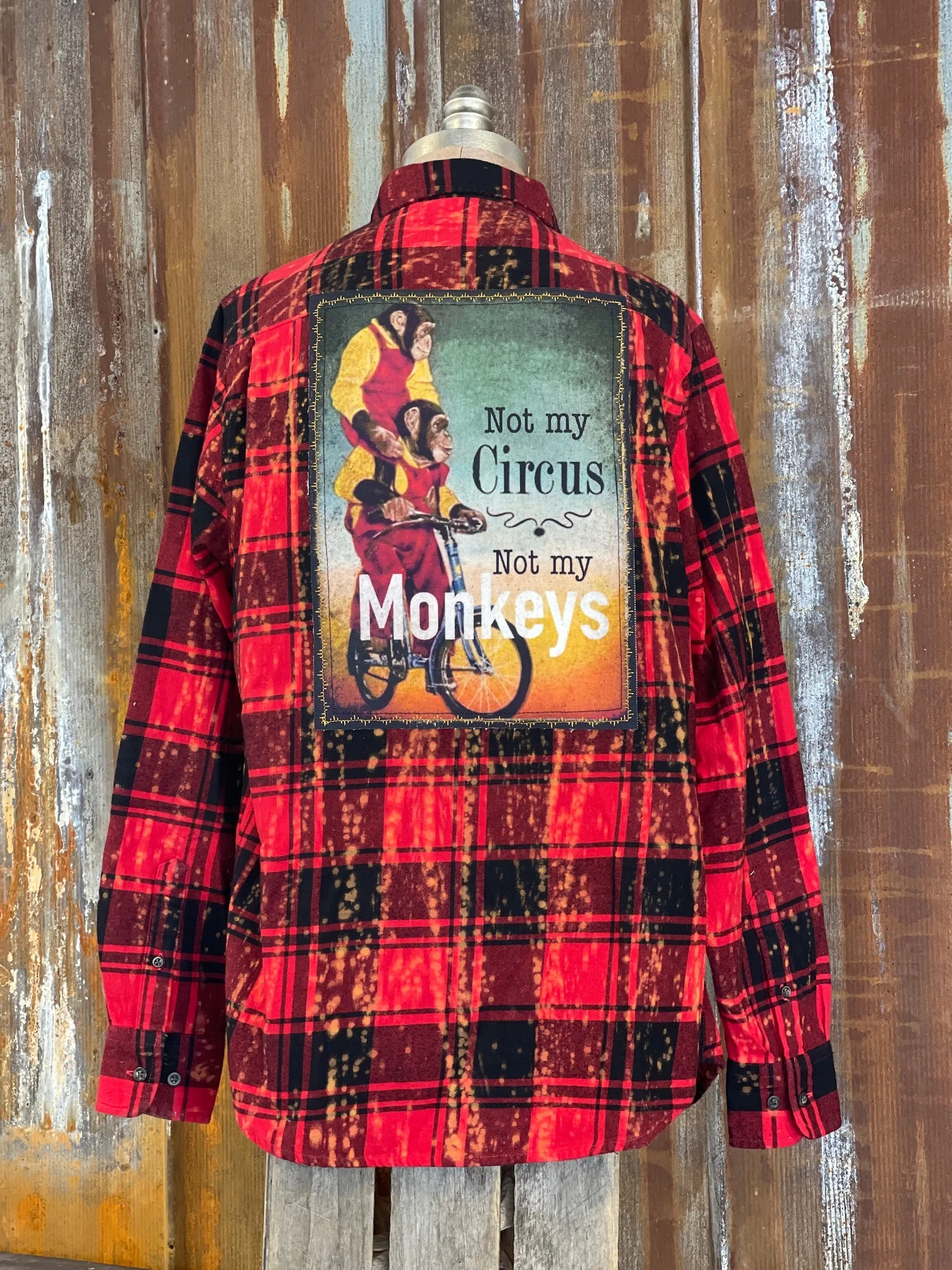 Not my Circus not my Monkeys Art Flannel - Red- Angry Minnow Vintage