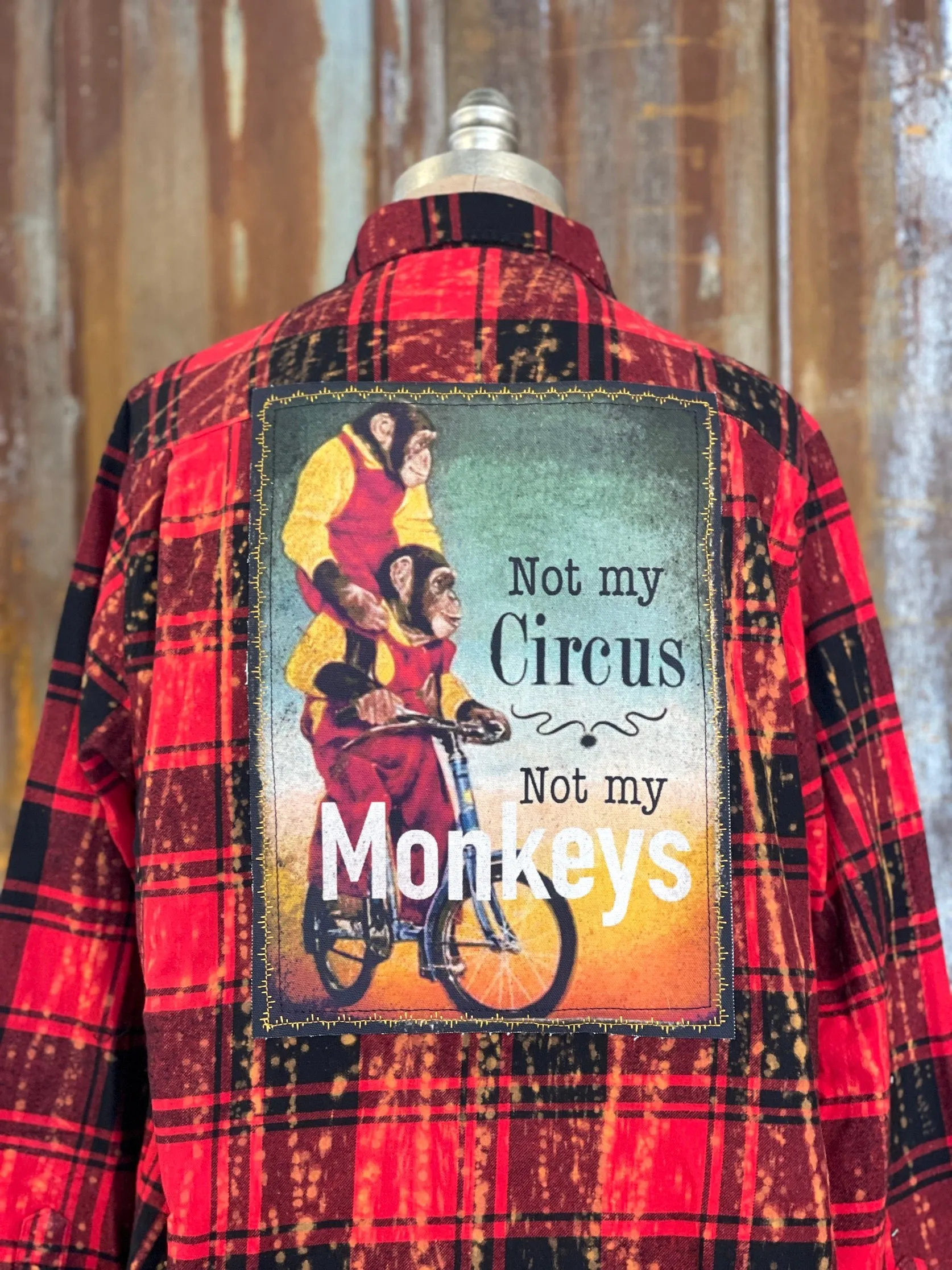 Not my Circus not my Monkeys Art Flannel - Red- Angry Minnow Vintage