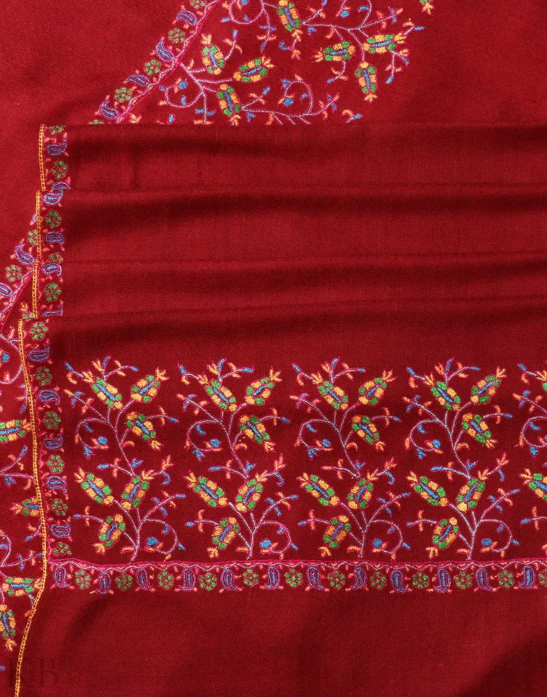 Palla Embroidered Maroon Pashmina Stole