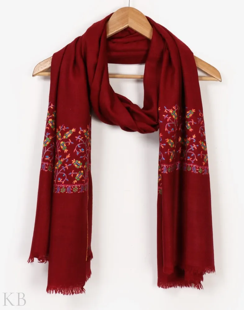 Palla Embroidered Maroon Pashmina Stole