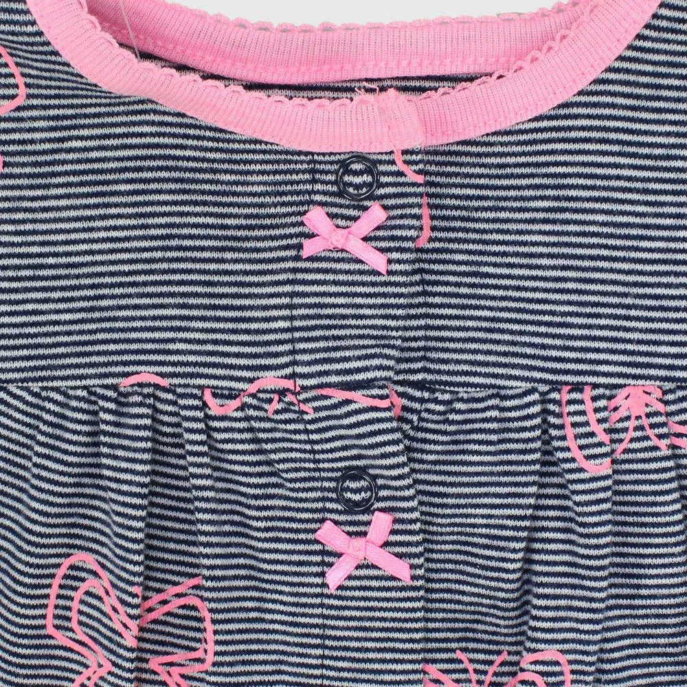 Pink Butterflies Ruffled Shoulders Romper