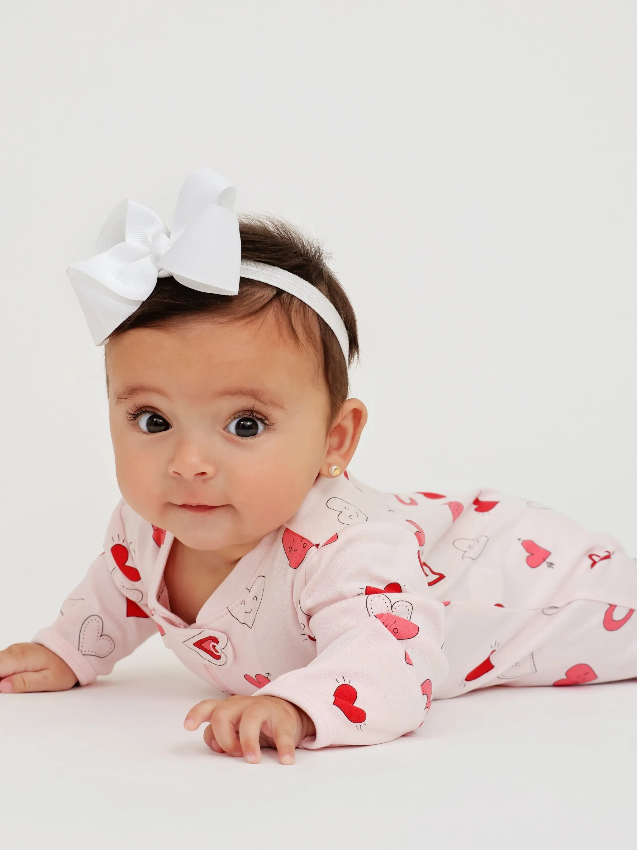 Pink Hearts Zipper Footie