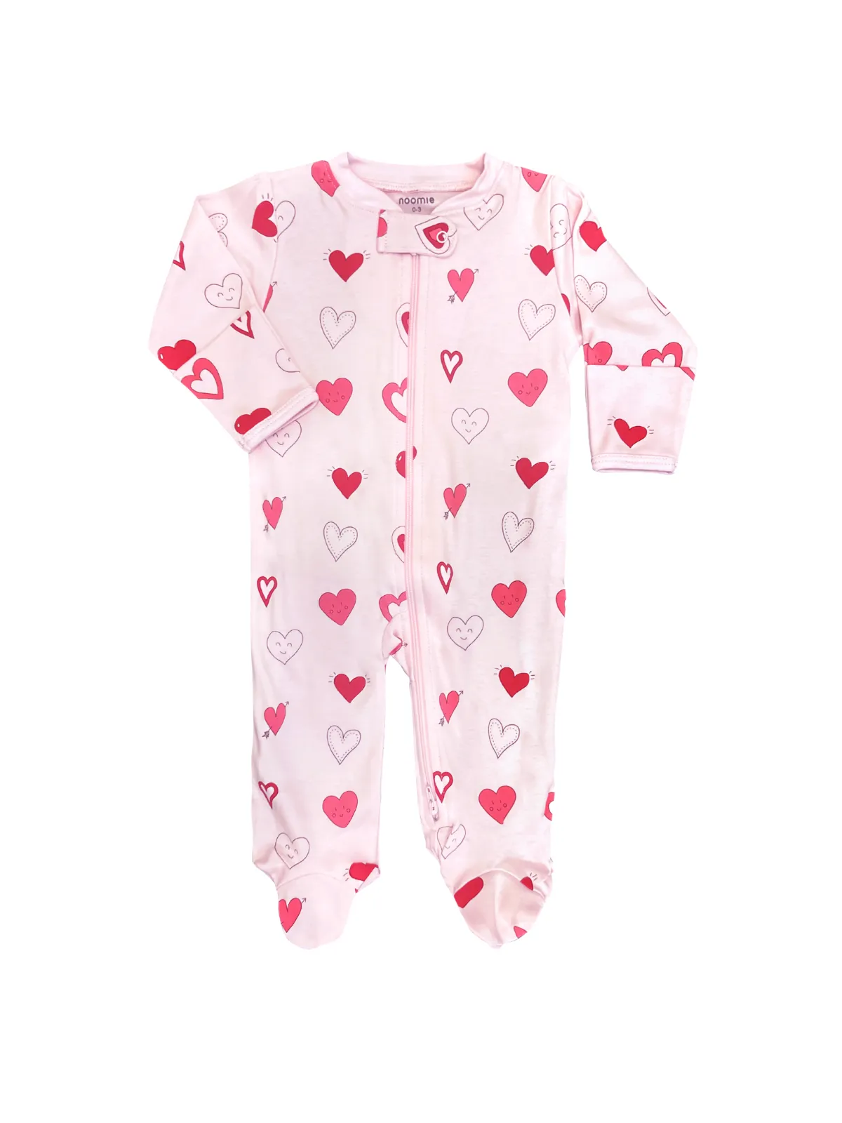 Pink Hearts Zipper Footie