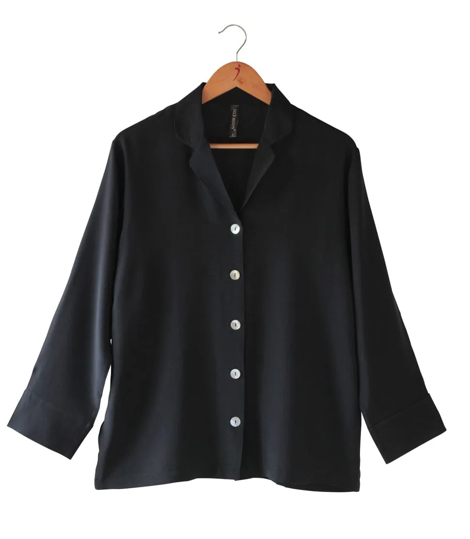 Pure Silk Crepe-de-Chine Pyjama Top - Clearance; Shop Second