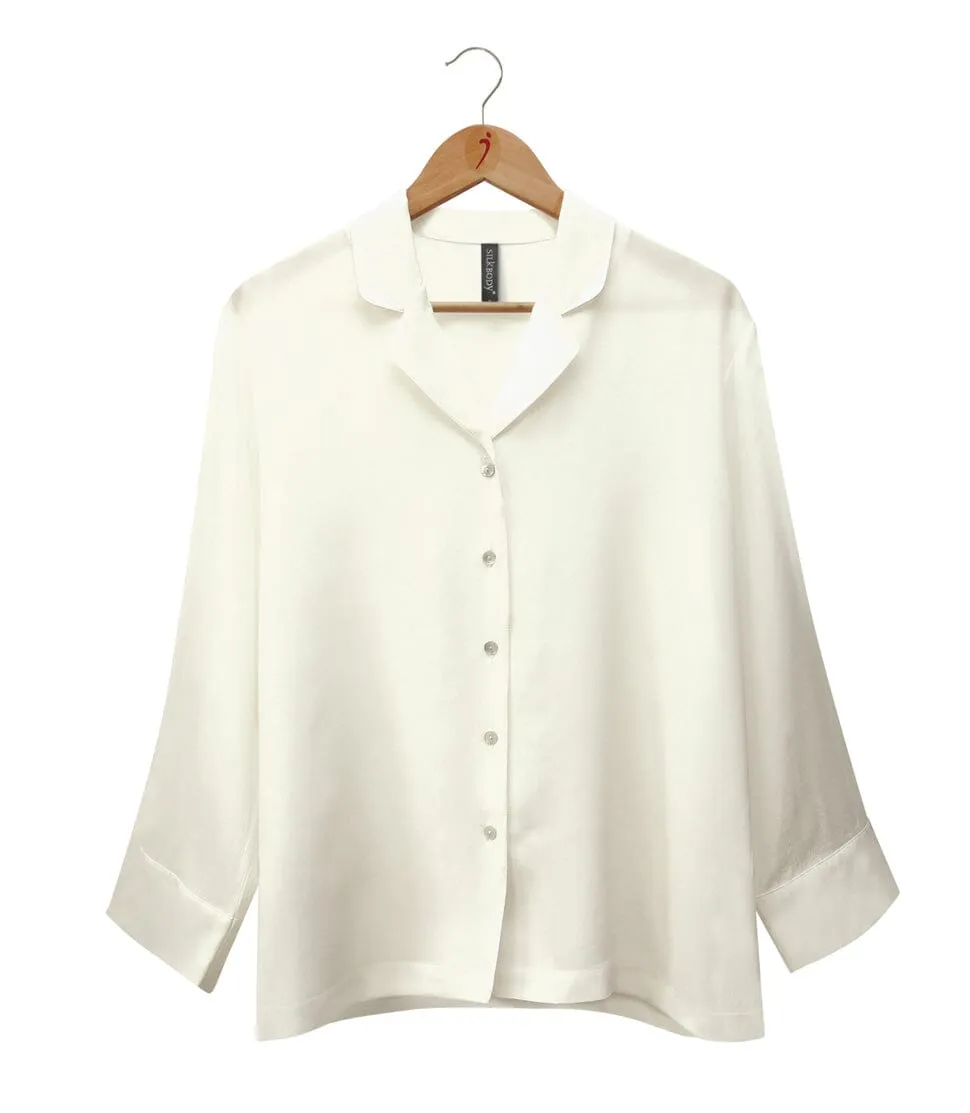 Pure Silk Crepe-de-Chine Pyjama Top - Clearance; Shop Second