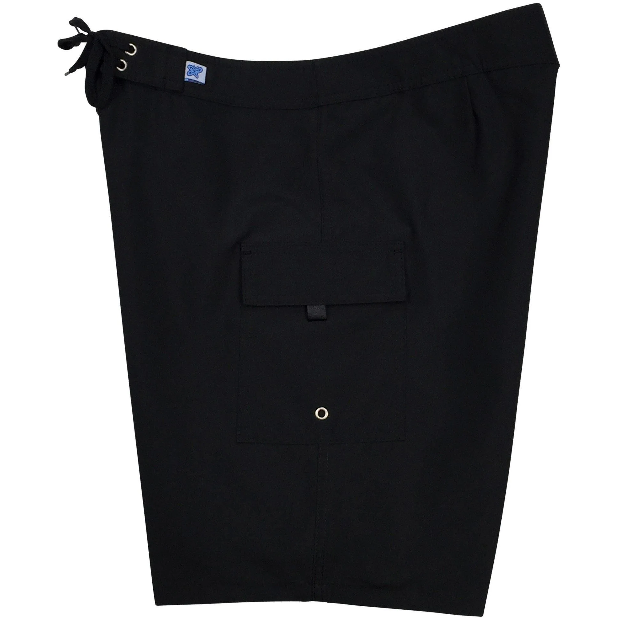 "A Solid Color" BEST SELLING Women's Board Shorts - Regular Rise / 10.5" Inseam (Black Black Stitching)