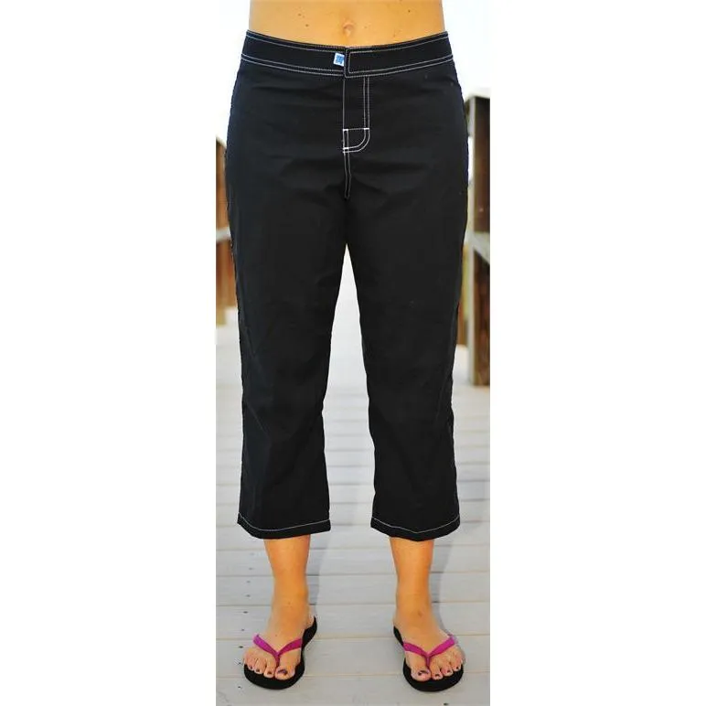 "A Solid Color" Capri. Regular or High Rise/Waist. Women's CUSTOM (Black)