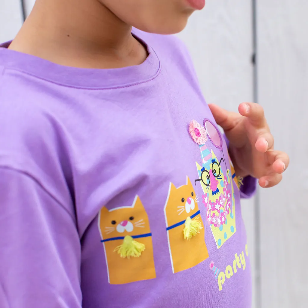 "Party Animal" Cats Shirt with Long Sleeves