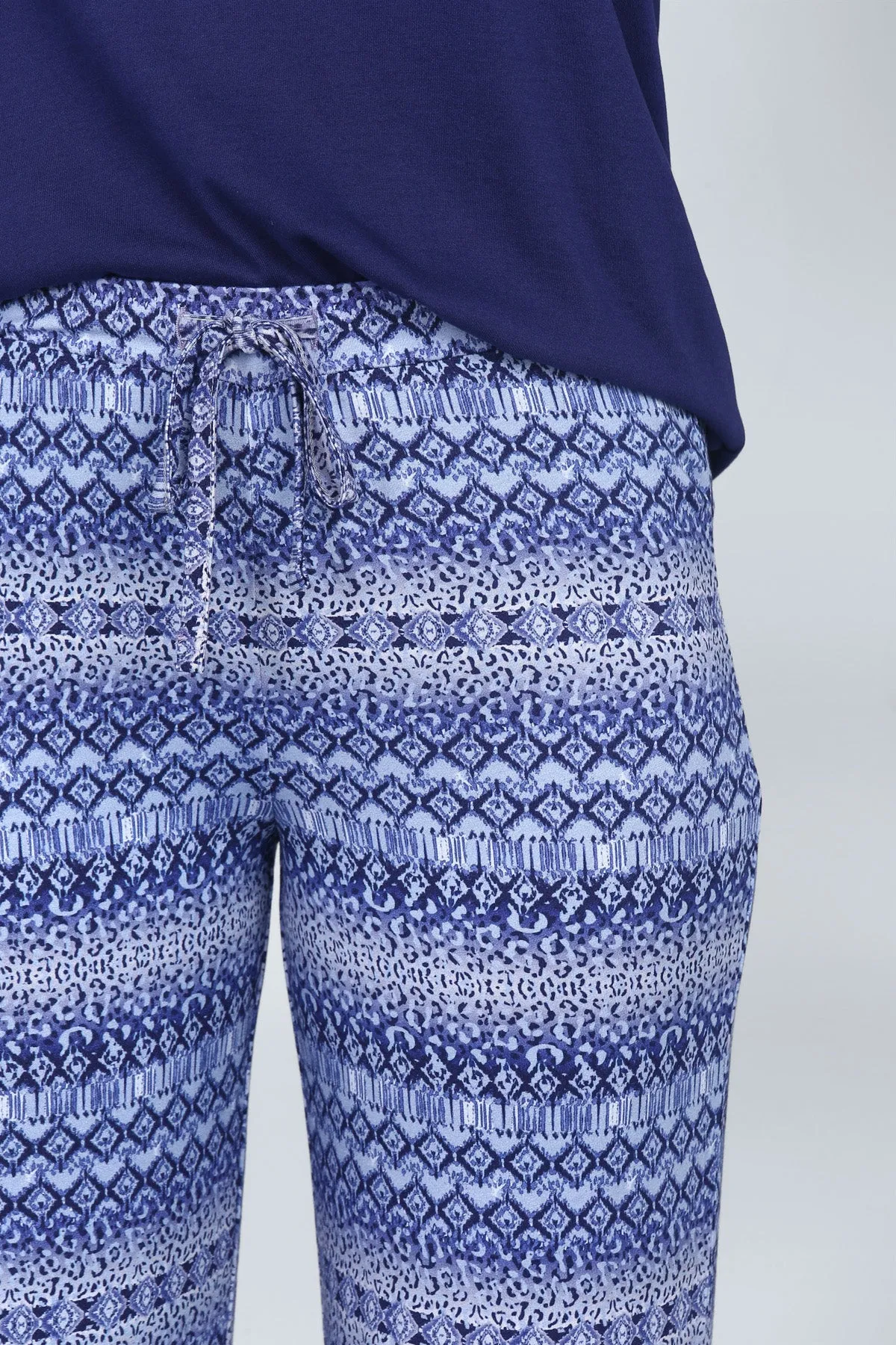 Royal Blue V-Neck Capri Set