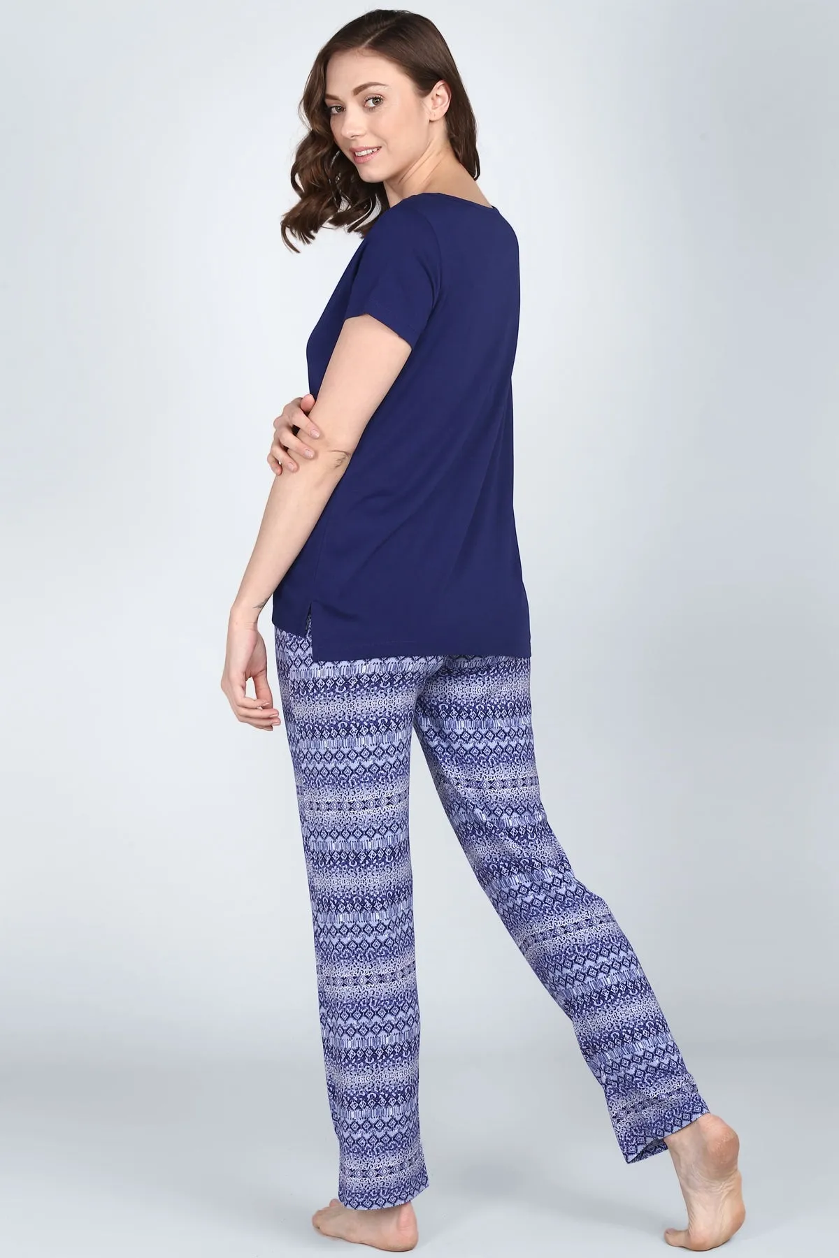 Royal Blue V-Neck Pajama Set