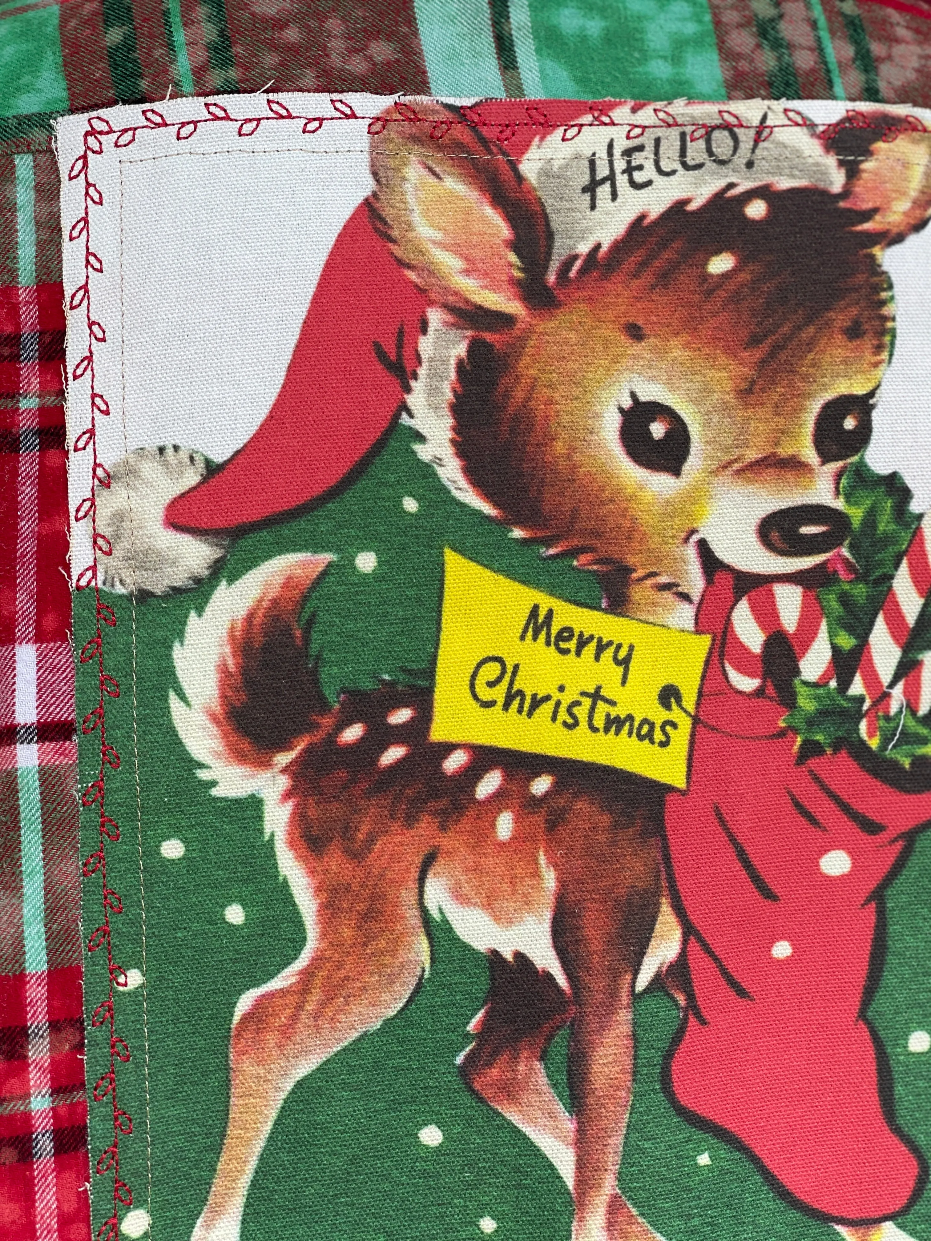 SANTAS LITTLE HELPER Flannel- Mistletoe Distressed Plaid