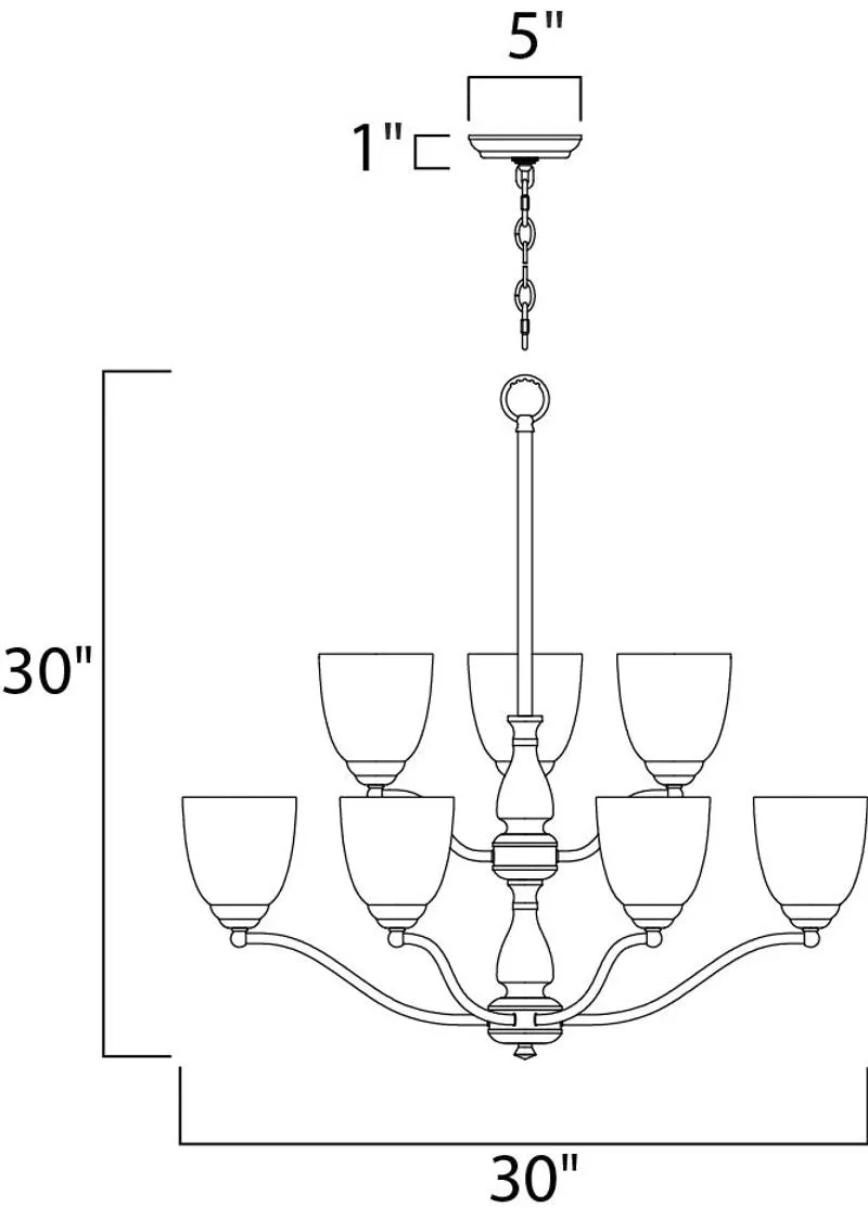 Stefan 30" 9 Light Multi-Tier Chandelier in Satin Nickel
