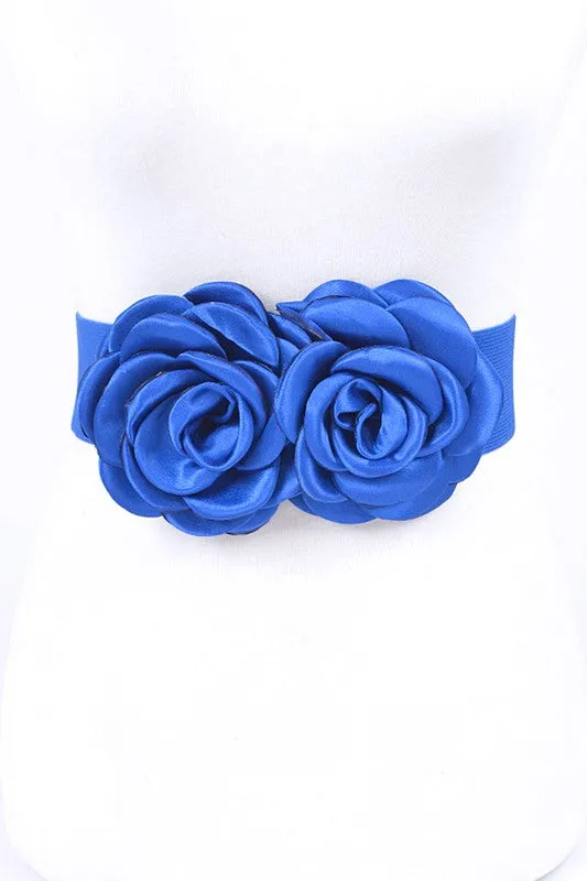 TEEK - Satin Double Flower Elastic Belt