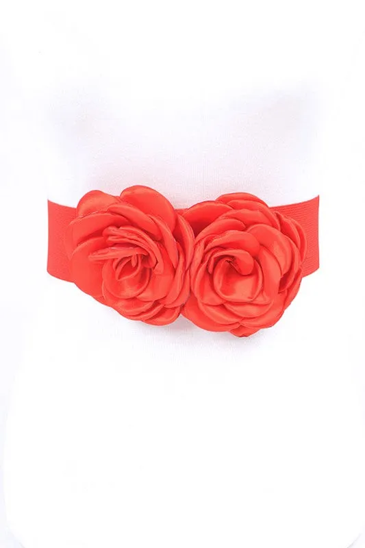 TEEK - Satin Double Flower Elastic Belt