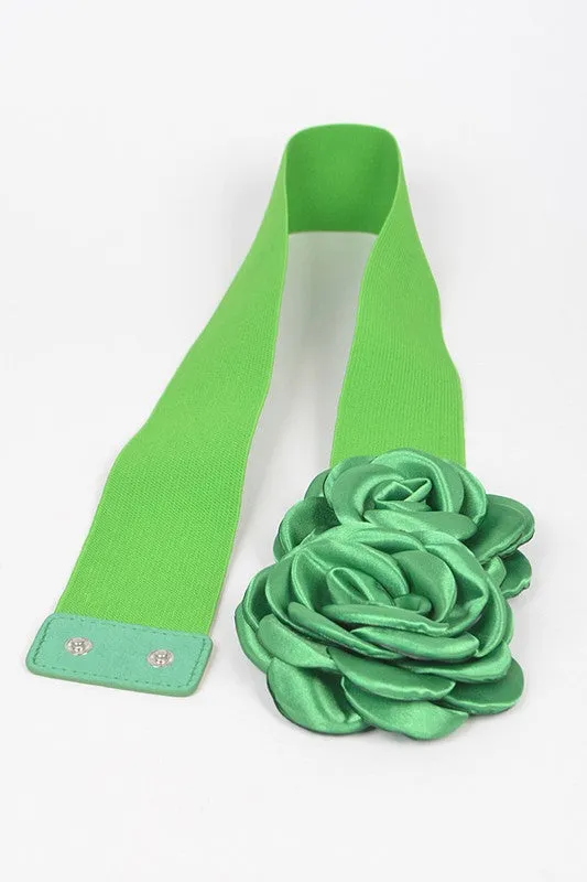 TEEK - Satin Double Flower Elastic Belt