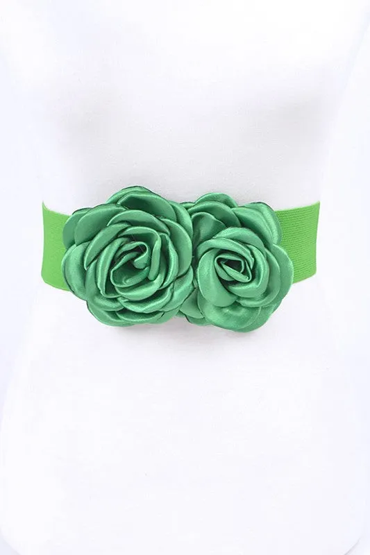 TEEK - Satin Double Flower Elastic Belt