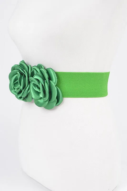 TEEK - Satin Double Flower Elastic Belt