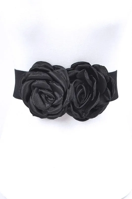 TEEK - Satin Double Flower Elastic Belt
