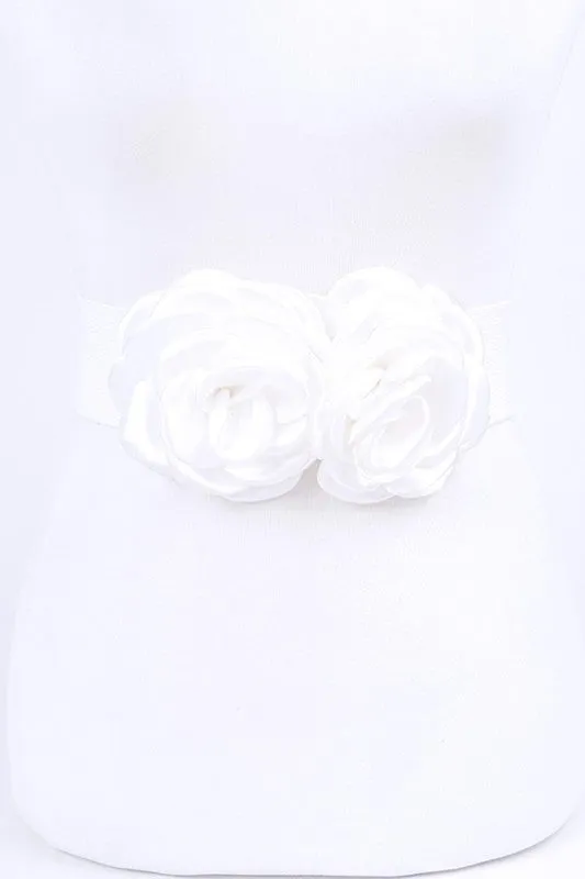 TEEK - Satin Double Flower Elastic Belt