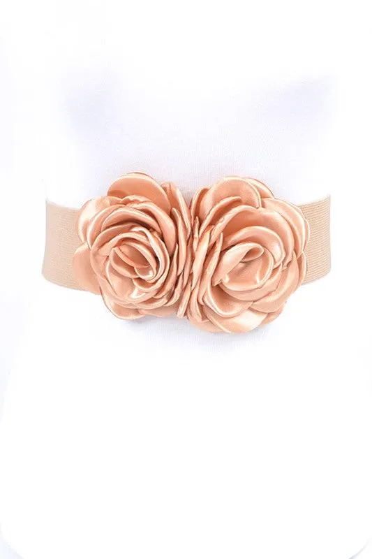 TEEK - Satin Double Flower Elastic Belt