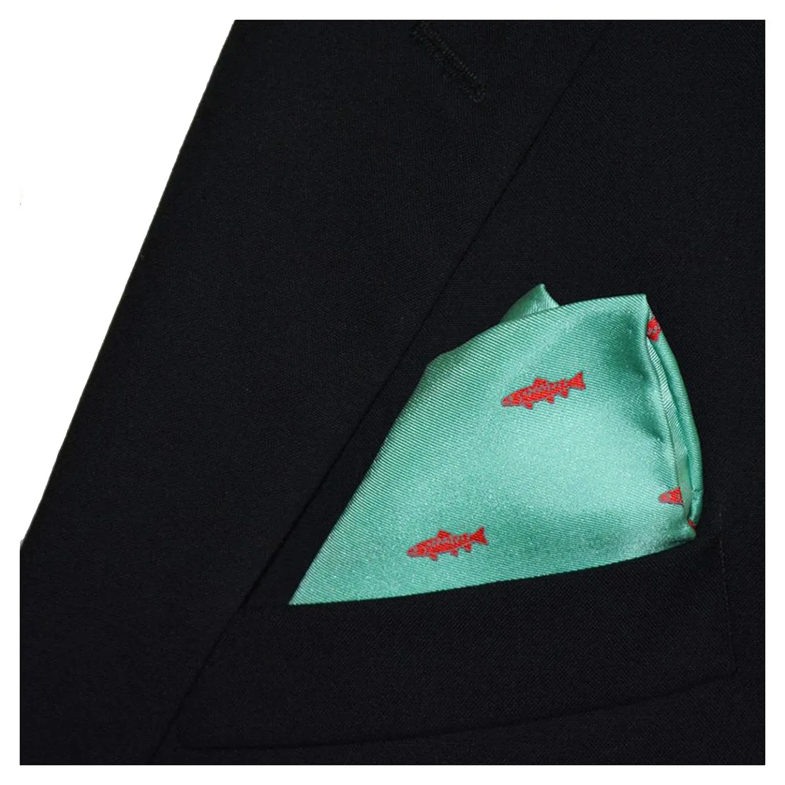 Trout Pocket Square - Light Green