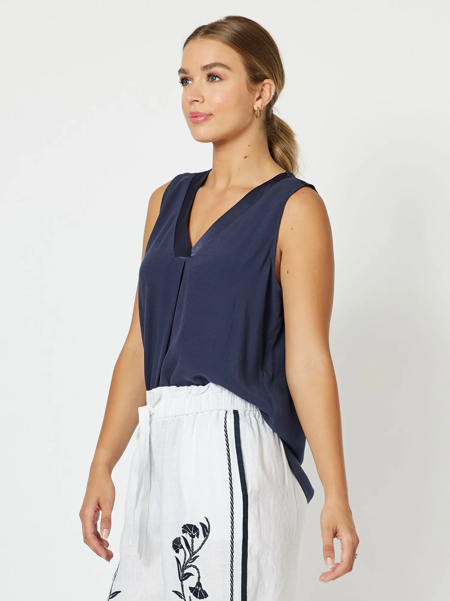 Tuxedo V - Neck Cami - Navy