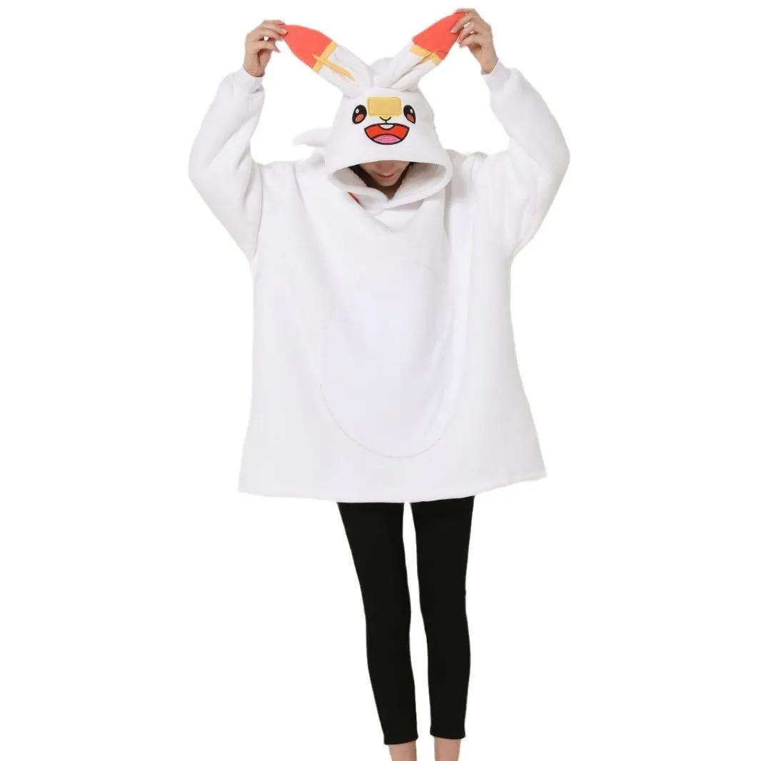 White Flame Rabbit Animal Keep Warm Costume Cozy Cartoon Lazy TV Blanket