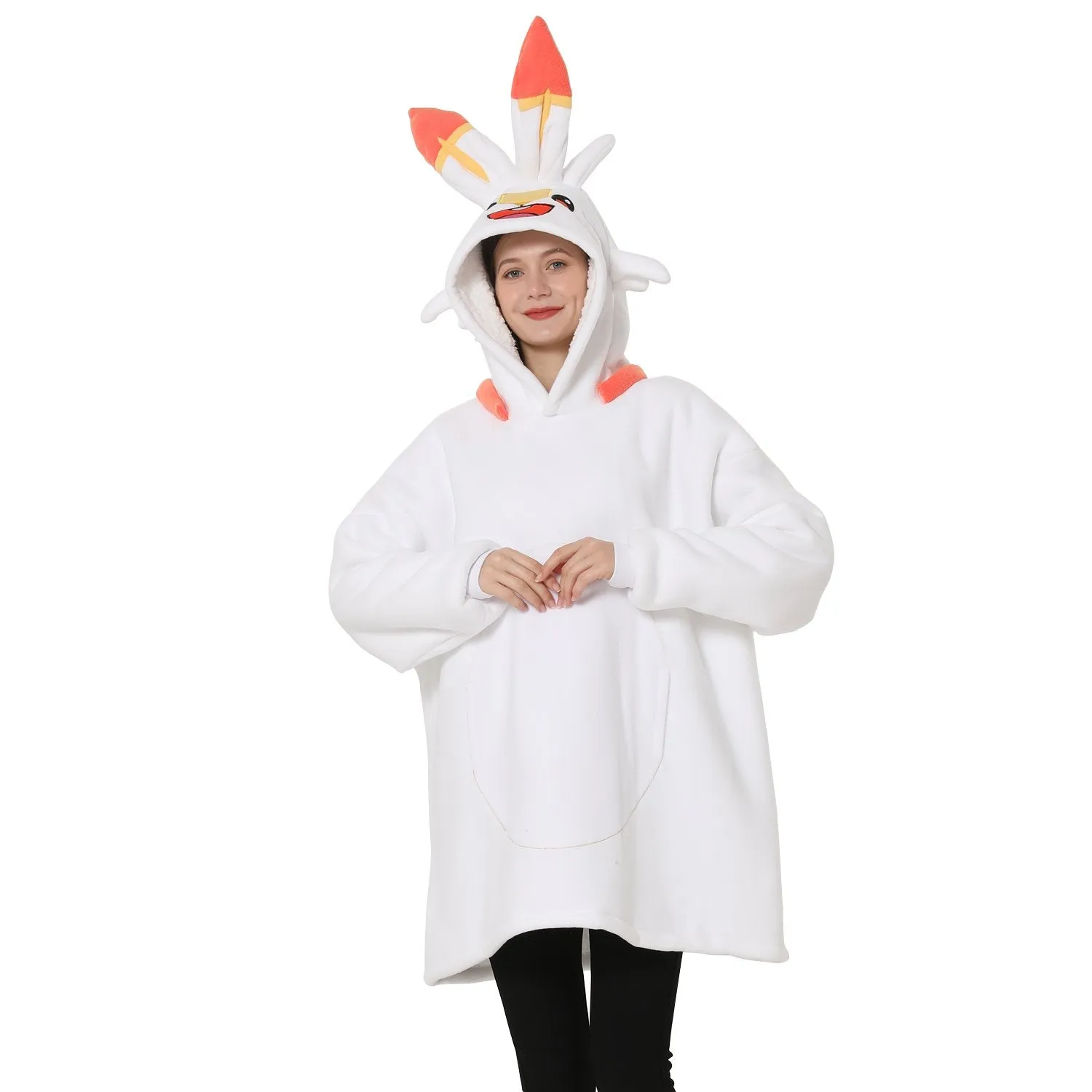 White Flame Rabbit Animal Keep Warm Costume Cozy Cartoon Lazy TV Blanket