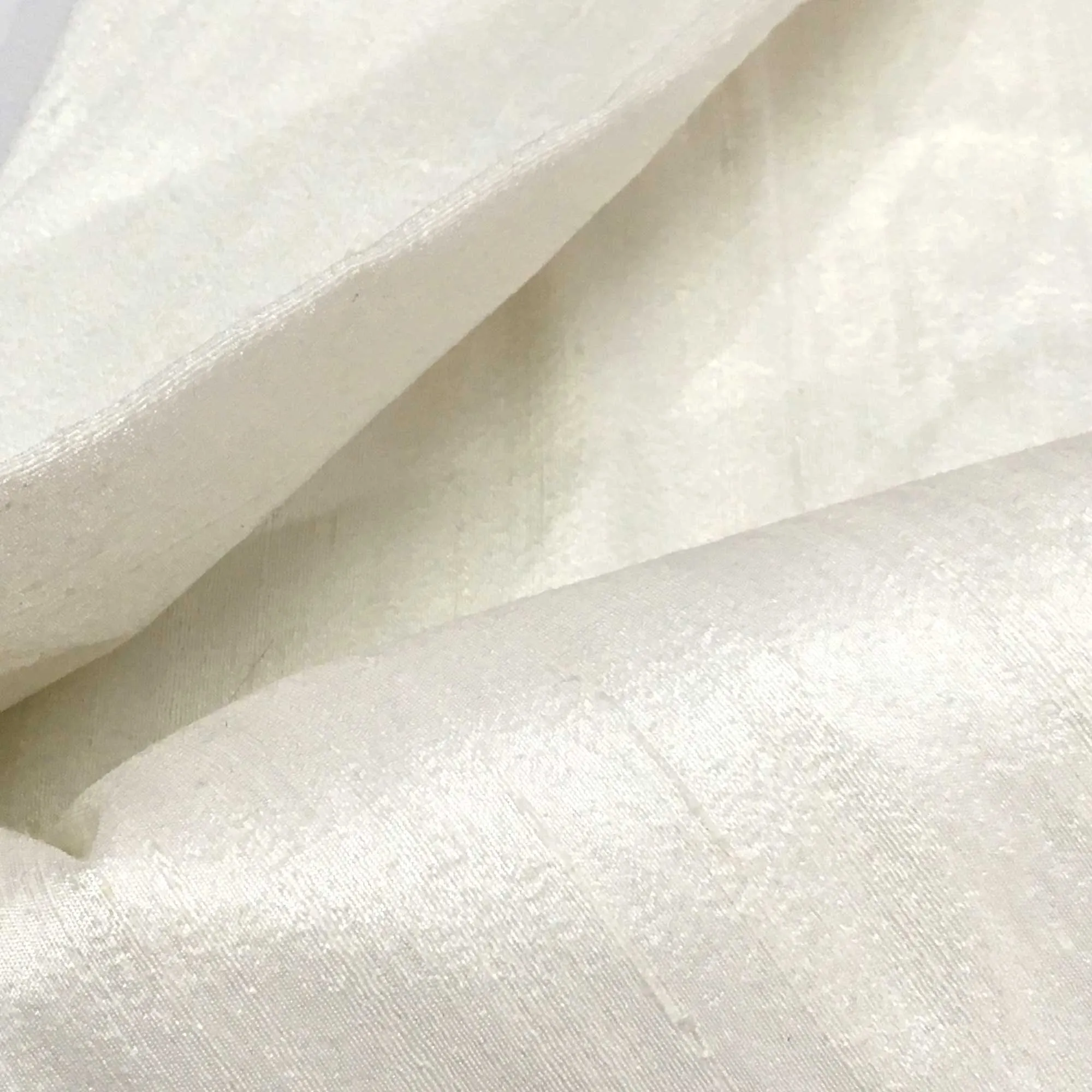 White to Ivory Pure Raw Silk Fabric