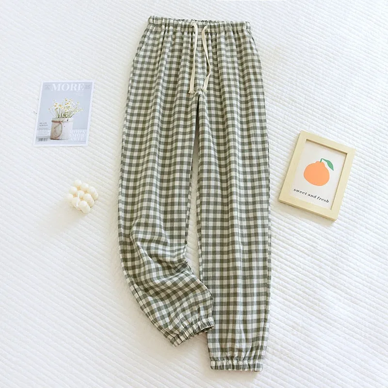 Women's Pajamas Pants Plaid Print Sleepwear Cotton Bottoms Casual Leisure Homewear Comfortable Simple Petite Femme