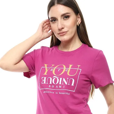 Women's Summer Pajamas Stylish Pink Shirt & Purple Pants