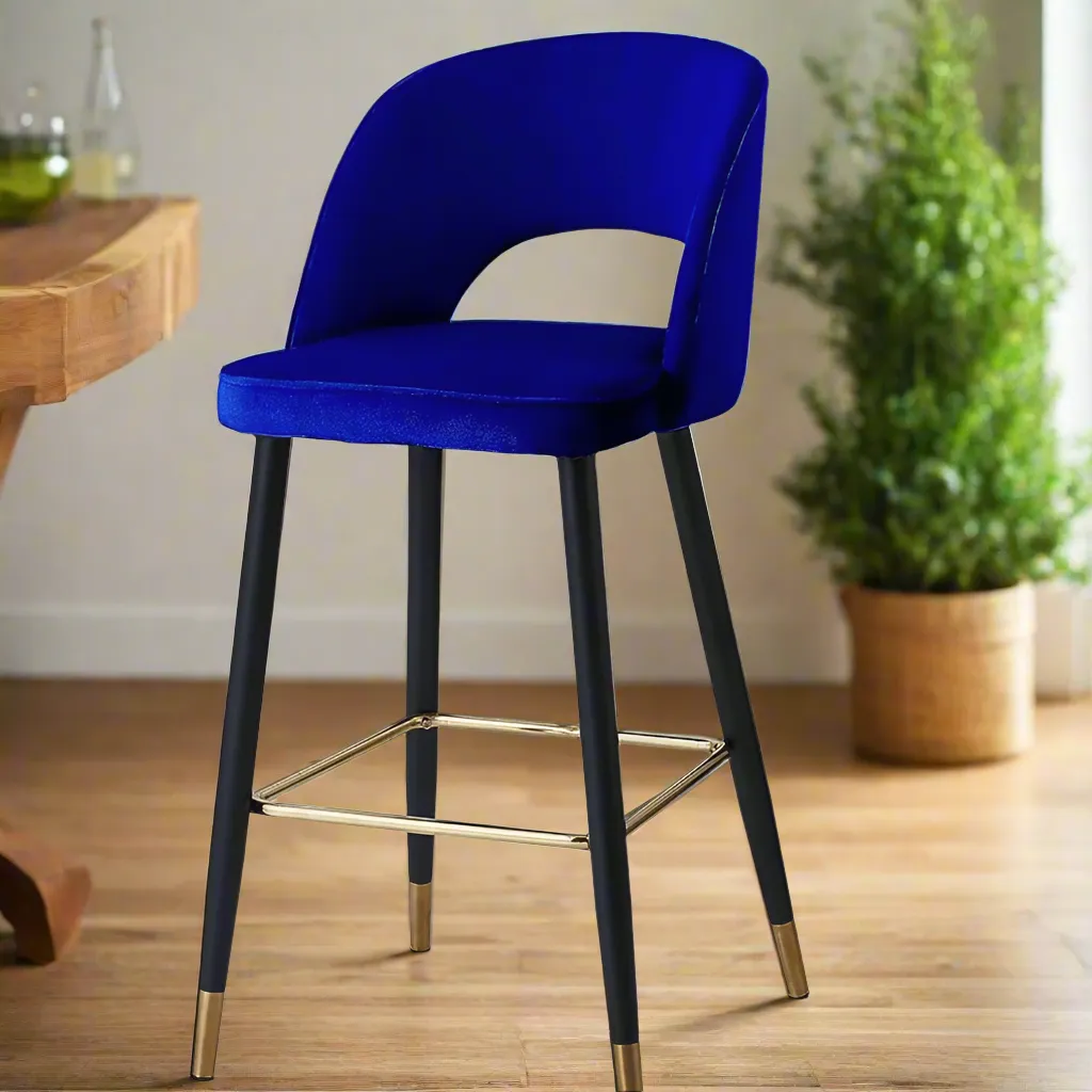 Wooden Twist Desire Modern Cafe Dining Chair Velvet Upholstery with Metal Legs