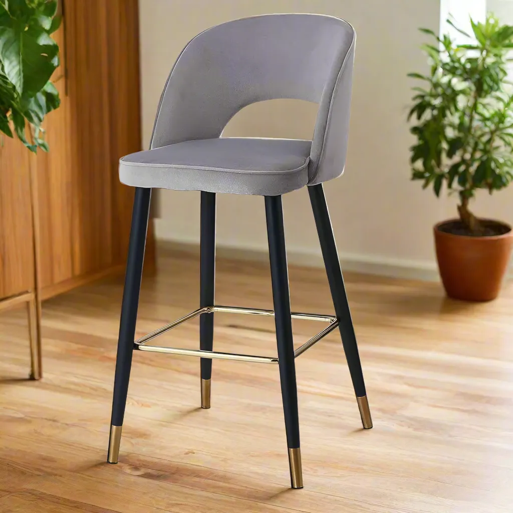 Wooden Twist Desire Modern Cafe Dining Chair Velvet Upholstery with Metal Legs