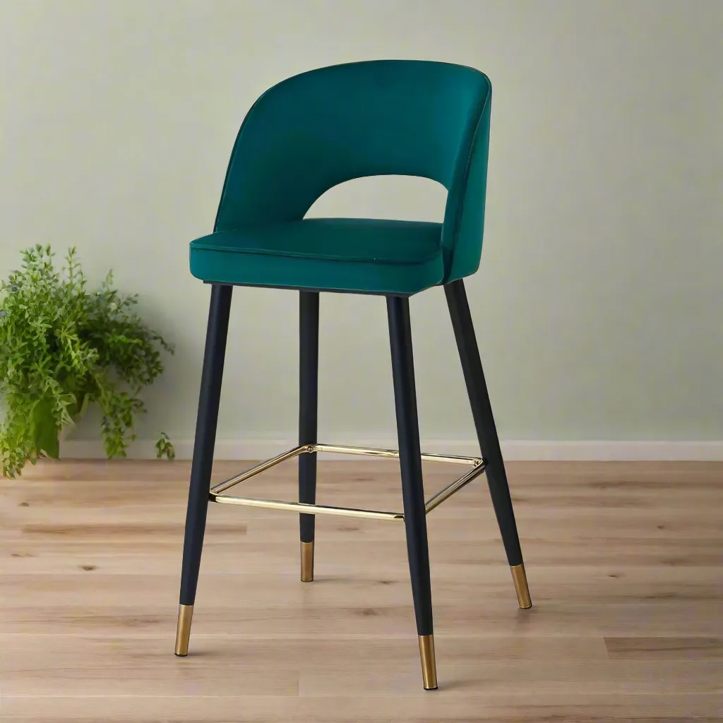 Wooden Twist Desire Modern Cafe Dining Chair Velvet Upholstery with Metal Legs
