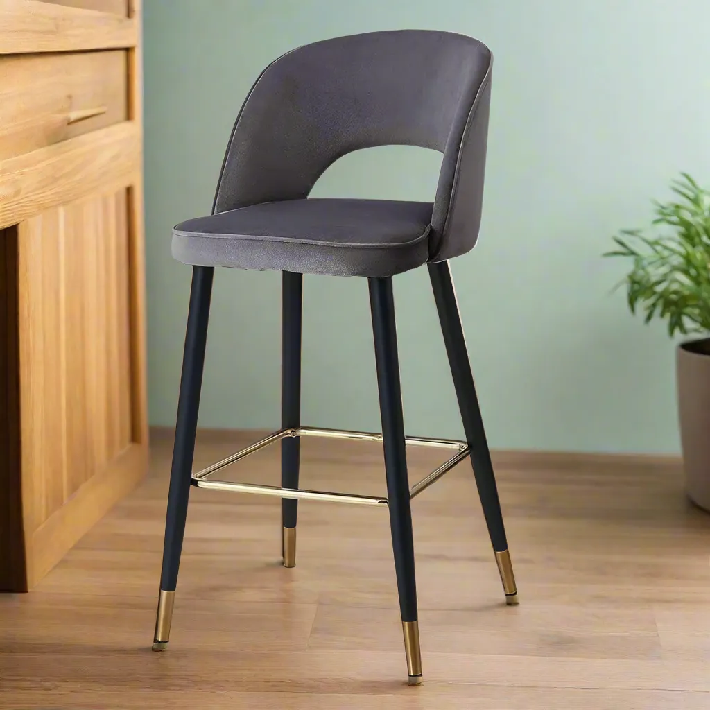 Wooden Twist Desire Modern Cafe Dining Chair Velvet Upholstery with Metal Legs