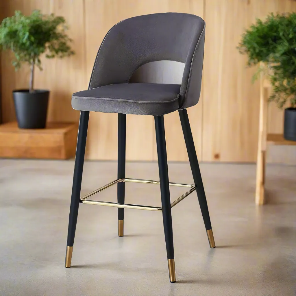 Wooden Twist Desire Modern Cafe Dining Chair Velvet Upholstery with Metal Legs